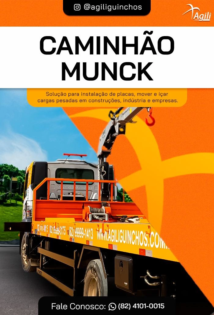 Caminhão Munck: solução para instalação de placas, mover e içar cargas pesadas em construções, indústria e empresas.
