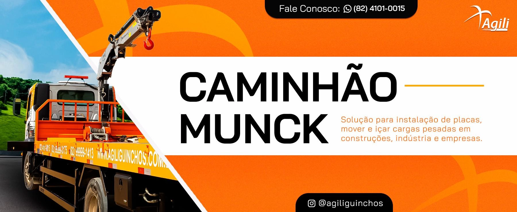 Caminhão Munck: solução para instalação de placas, mover e içar cargas pesadas em construções, indústria e empresas.