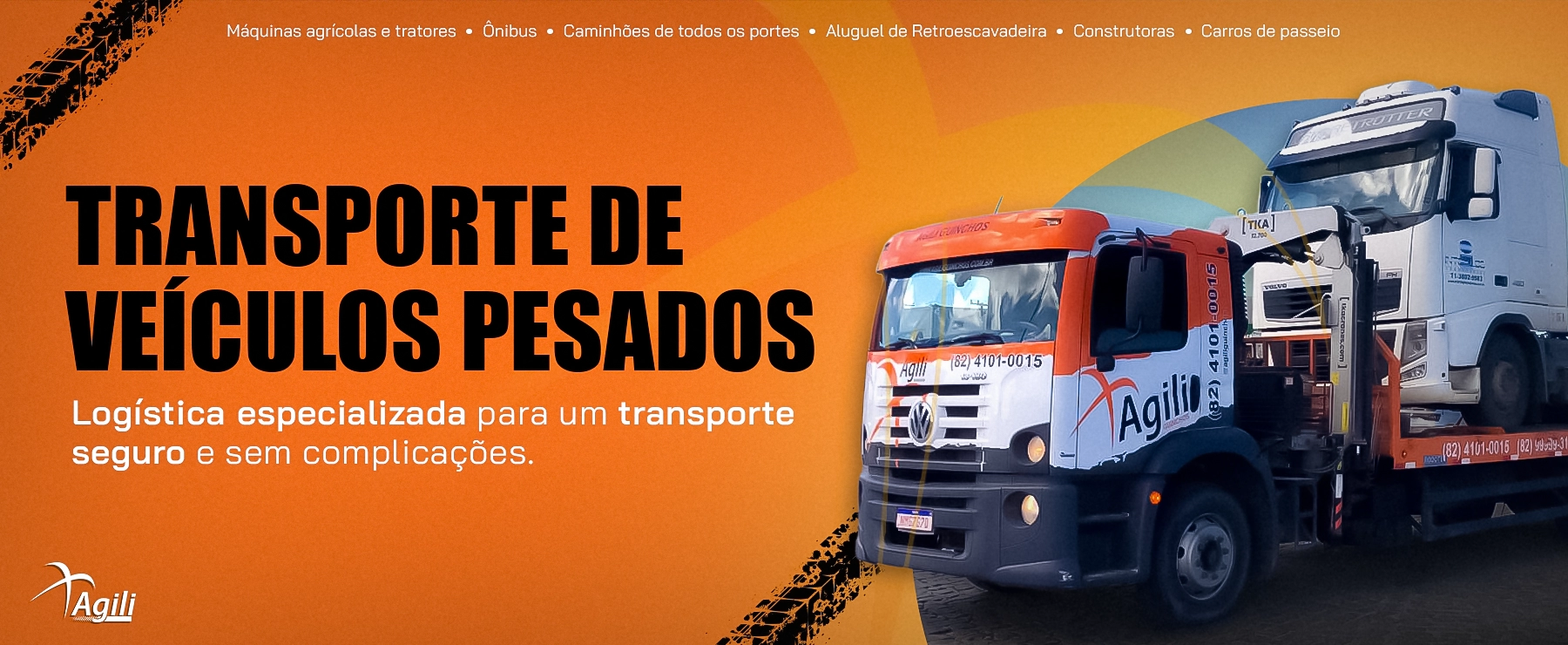 Transporte de veículos pesados. Logística especializada para um transporte seguro e sem complicações.