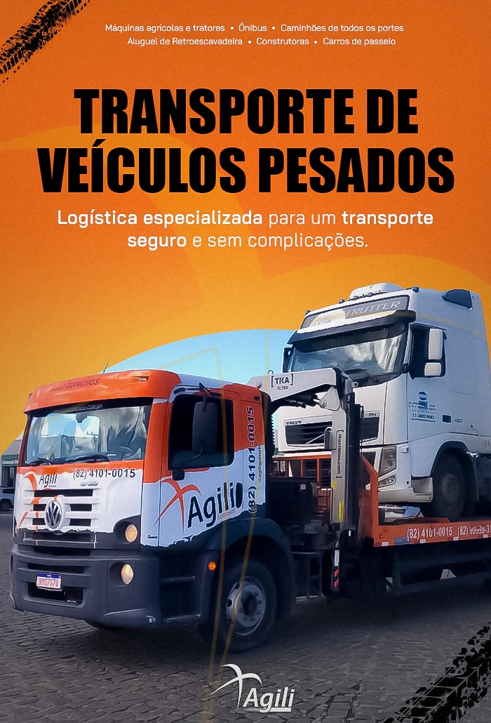 Transporte de veículos pesados. Logística especializada para um transporte seguro e sem complicações.