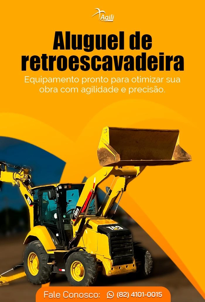 Aluguel de retroescavadeira: equipamento pronto para otimizar sua obra com agilidade e precisão.